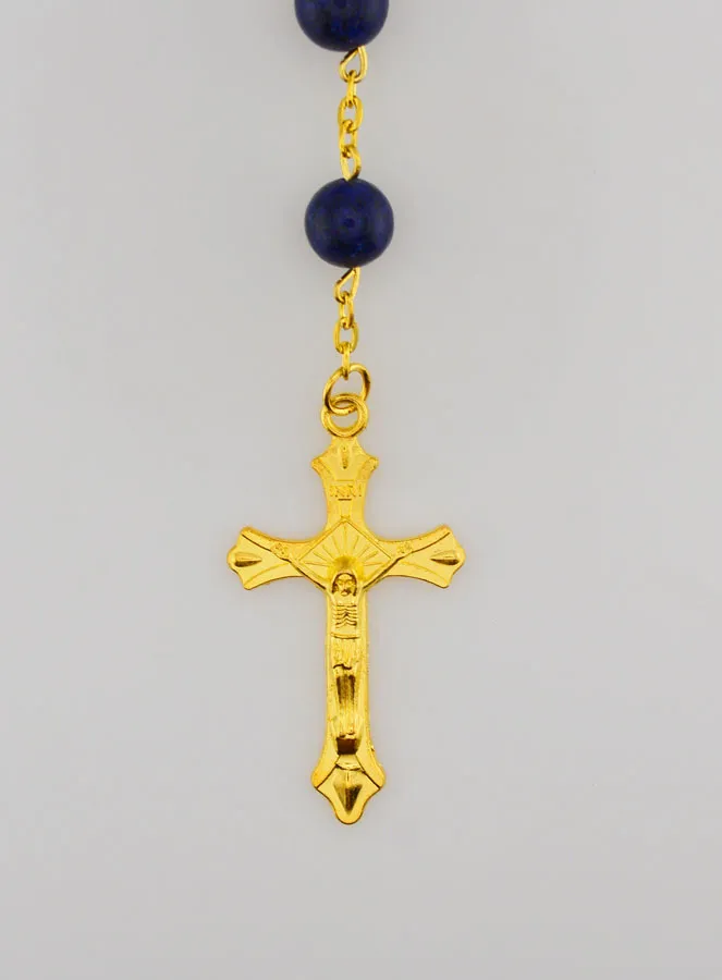 Rosary Lapis Lazuli Style Beads and Gold Chain (pic 3)