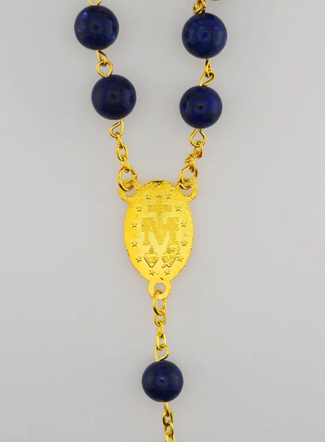 Rosary Lapis Lazuli Style Beads and Gold Chain (pic 4)