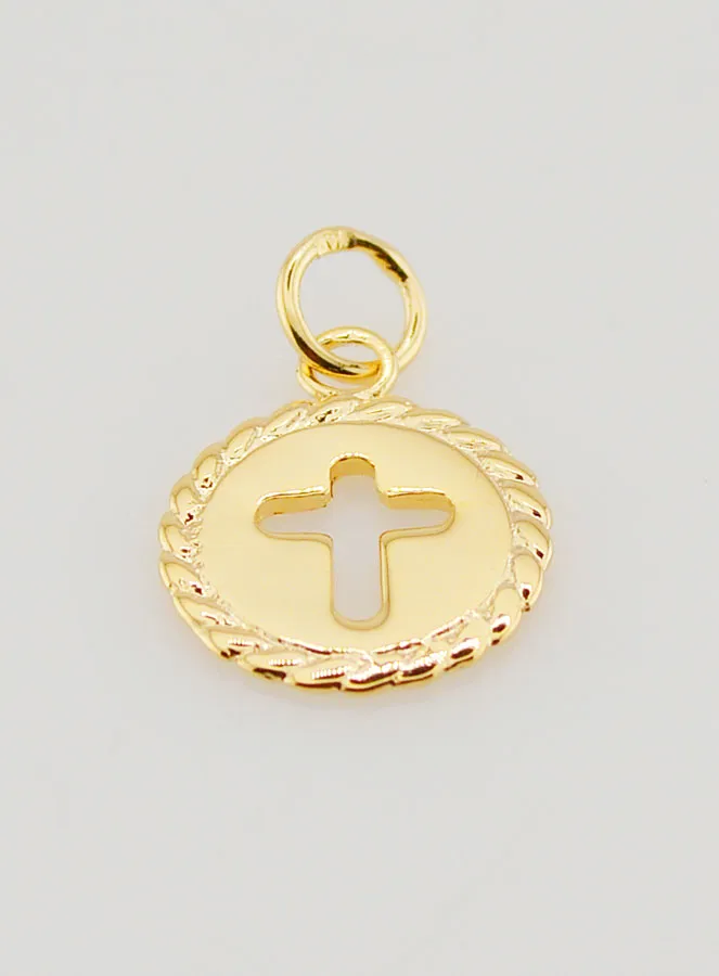 Gold Plated Cross Medal - 1,3 cm (pic 2)