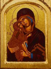 Triptych Icon Our Lady of Vladimir - Gold Leaf - 26 cm