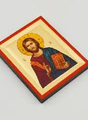Handmade Byzantine Icon Christ Pantocrator - 8 cm