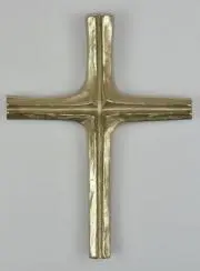 White Bronze Hand Carved Cross - 18 cm