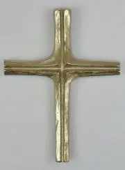 White Bronze Hand Carved Cross - 18 cm