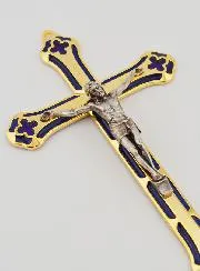 Golden Metal Stained Glass Crucifix - 17 cm