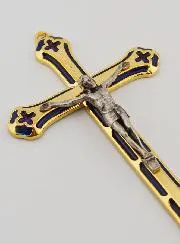 Golden Metal Stained Glass Crucifix - 13 cm