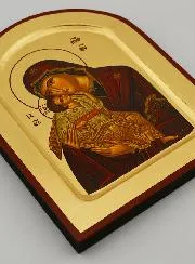 Byzantine Icon Mother of God of Comfort Rounded - Gold Leaf - 17 cm