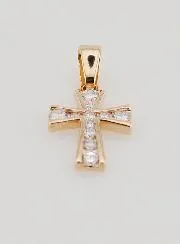 Gold Plated Cross Pendant with 11 Zircons