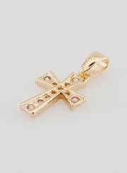 Gold Plated Cross Pendant with 11 Zircons