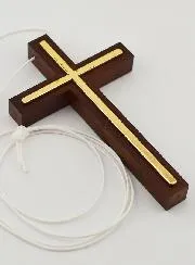 Golden & Wood Communion Cross - 10 cm