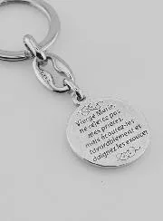 Holy Miraculous Virgin Mary Silvery Key Ring with Prayer
