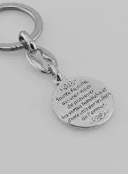 Holy Family Silvery Key Ring with Prayer