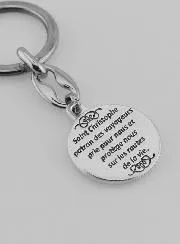 Saint Christopher Silvery Key Ring with Prayer
