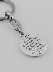 Protective Guardian Angel Silvery Key Ring with Prayer