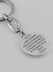 Saint Anthony Silvery Key Ring with Prayer