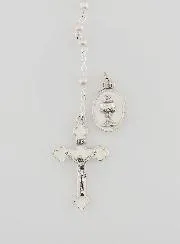 Silvery First Communion Rosary + Communion Medal