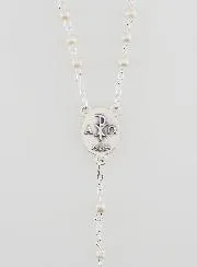 Silvery First Communion Rosary + Communion Medal
