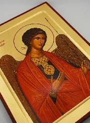 Byzantine Icon Saint Michael the Archangel in Red - 30 cm