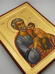 Byzantine Icon St. Joseph with Baby Jesus - 30 cm