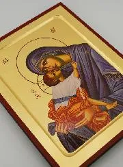 Byzantine Icon Mother of God of Comfort Blue Veil - 22 cm