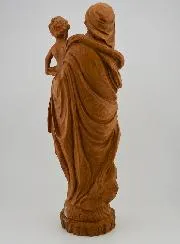 Holy Virgin Mary with Baby Jesus Statue - Wood Tone - 30 cm