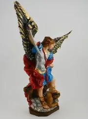 Saint Michael Archangel Polychromed Handpainted Statue - 30 cm