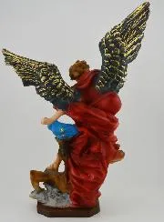 Saint Michael Archangel Polychromed Handpainted Statue - 30 cm