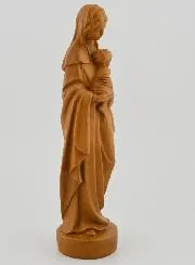 Virgin Mary with Baby Jesus Statue - Rebirth - Wood Tone - 16 cm