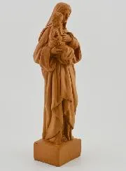 Holy Virgin Mary with Baby Jesus Statue - Wood Tone - 16 cm