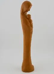 Holy Virgin Mary with Baby Jesus Statue - Wood Tone - 22 cm