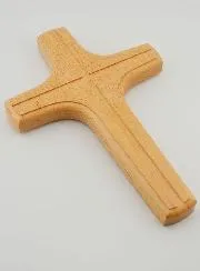 Light Wood Sculpted Cross - 22 cm