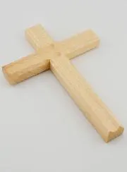 Handcrafted White Wood Carved Cross - 17 cm
