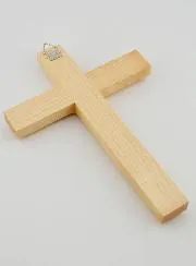 Handcrafted White Wood Carved Cross - 17 cm