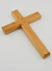 Handcrafted & Sculpted Wood Cross - 17 cm