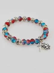 Crystal Beads & Silver Beads Decade Rosary Bracelet