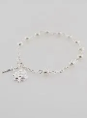 Silver Beads Decade Rosary Bracelet 6 mm