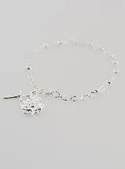 Silver Beads Decade Rosary Bracelet 4 mm
