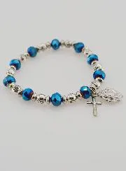 Blue Crystal Beads & Silver Zircons Decade Bracelet