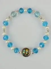 Glass Beads Medal of Lourdes Religious Bracelet