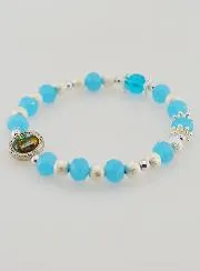 Glass Beads Medal of Lourdes Religious Bracelet