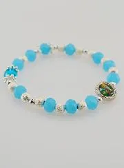 Glass Beads Medal of Lourdes Religious Bracelet