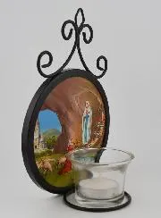 Candleholder Icon Our Lady of Lourdes - 18 cm