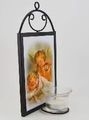 Candleholder Icon Guardian Angel at the Crib - 18 cm