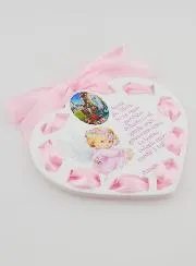 Icon Pink Guardian Angel - Girl Baptism Gift - 11 cm