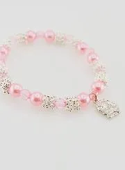 Medals of Lourdes Religious Bracelet - Pink Beads