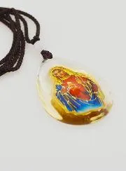 Glass Drop Medal - Sacred Heart of Mary - on Cordon