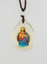 Glass Drop Medal - Sacred Heart of Jesus - on Cordon