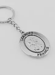 Our Lady of Lourdes Silver Key Chain