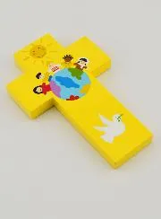 Children of the World Yellow Wood Cross - 12 cm