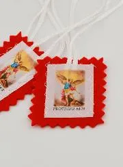 Red Fabric Saint Michael Archangel Scapular - 5cm