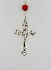 Stylish Lourdes Rosary with Red Imitation Stone Beads - 8mm